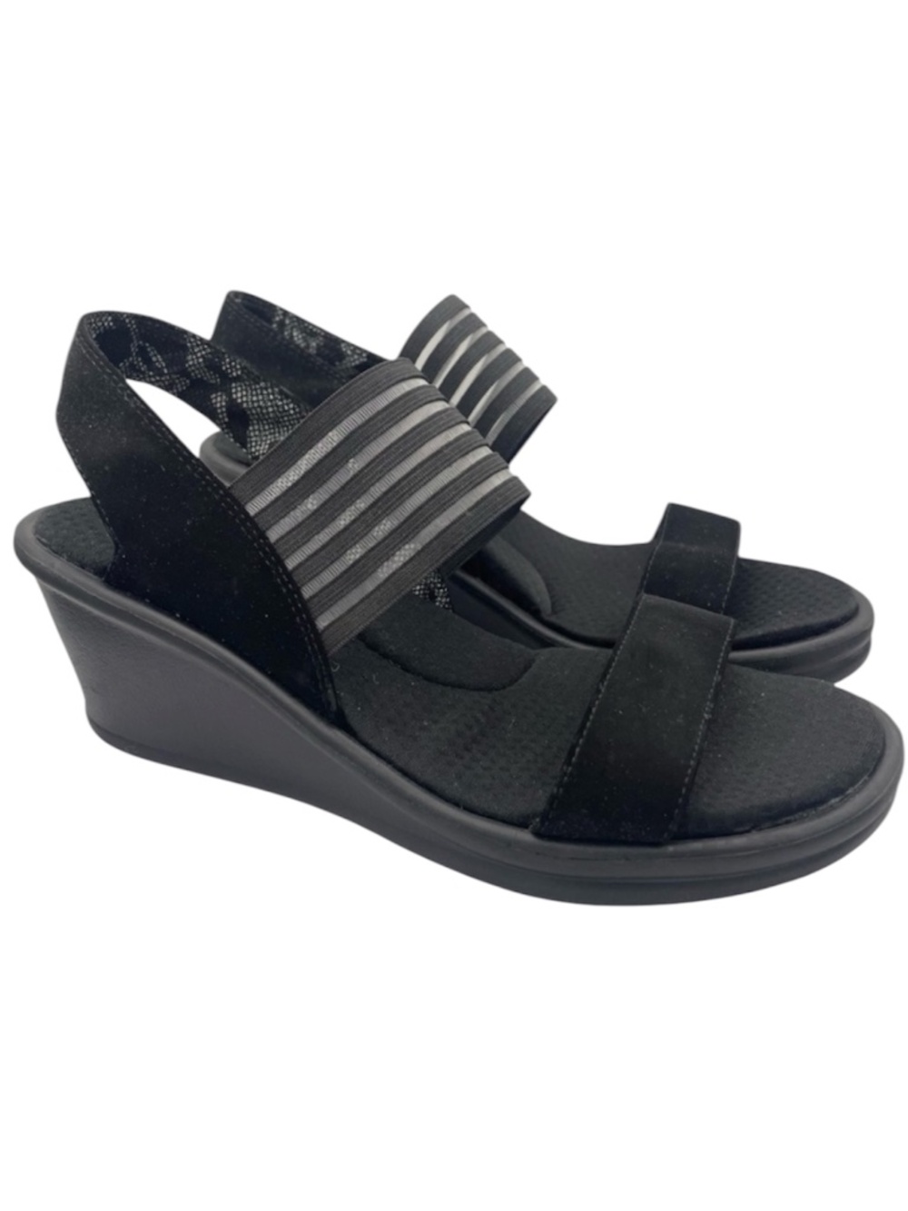 Skechers wedge platform cushion black sandals women’s Size 9